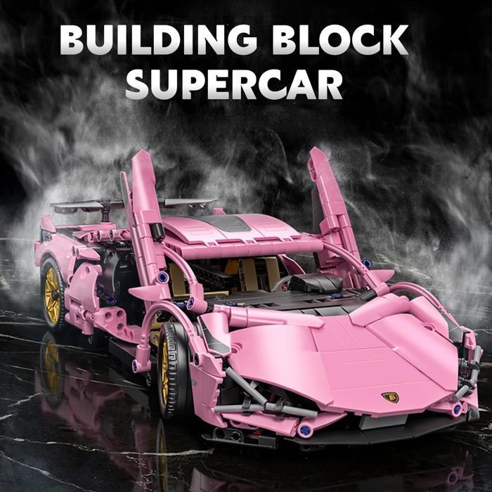 Coches de carreras para armar para adultos - Modelos coleccionables de superdeportivos rosas (escala 1:14) - Regalo de Navidad ideal