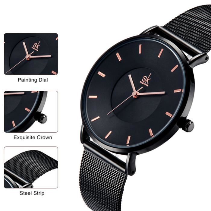 Orologio da donna SHARPHY 2022 al quarzo con bracciale impermeabile, semplice, nero, molto elegante e popolare