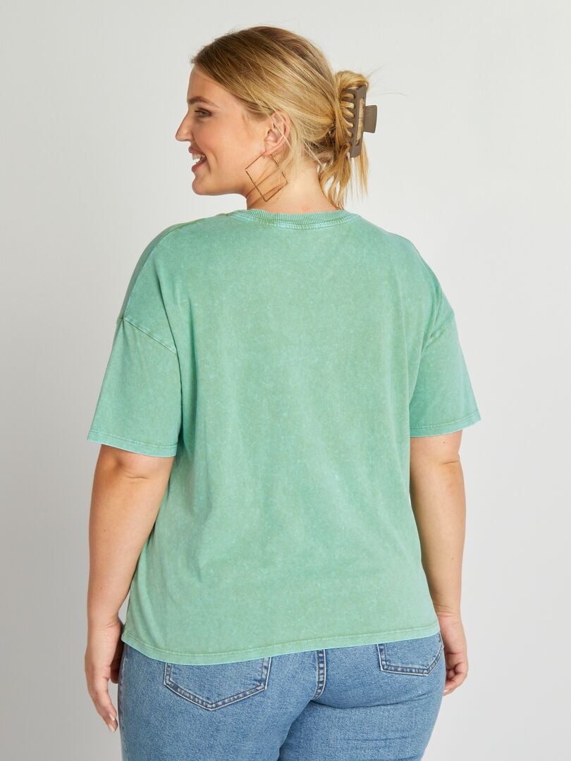 Bedrukt T-shirt met korte mouwen - GROEN