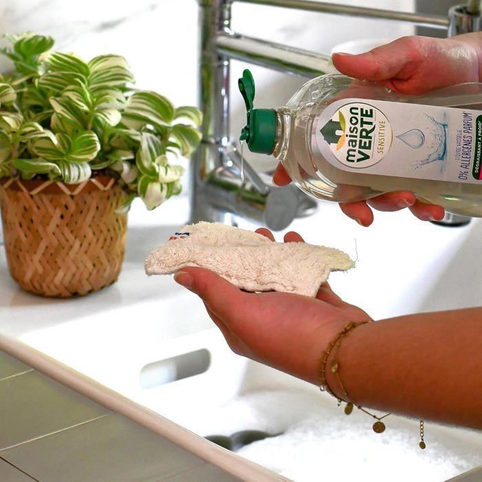 Detergente líquido para lavavajillas - Maison Verte - Paquete de 6 - Eucalipto y té verde - Flor de limón - Tomillo y albahaca