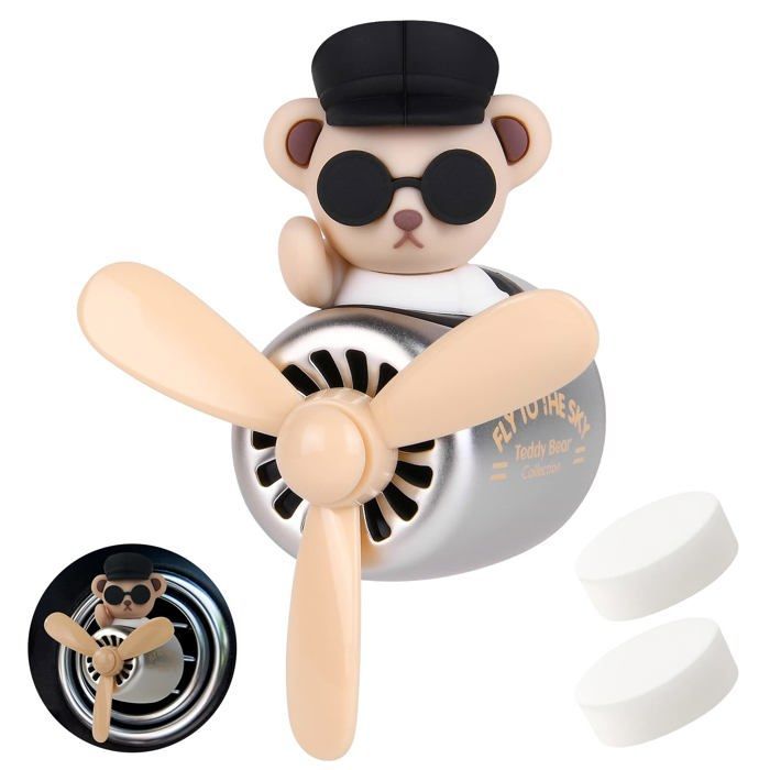 Ambientador de coche con diseño de oso piloto de dibujos animados, accesorios para coche, ambientador decorativo