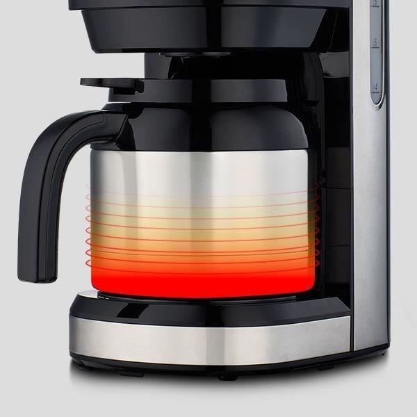 MEDION Caffettiera digitale con filtro isolato - 900W - 1,2L - Argento