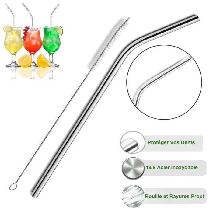 Cannucce riutilizzabili - SODIAL - 12 pezzi - Acciaio inossidabile - Curve - Per bicchieri termici da 20 oz