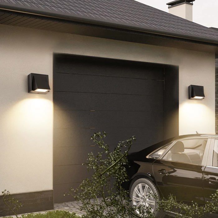 Aplique LED de exterior de 2 piezas, 5W, IP65, 3000K – Aluminio negro, compacto 7,8×3,5×7,8 cm
