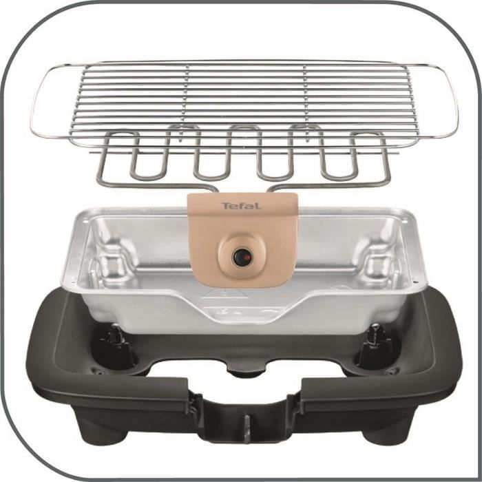 Barbacoa eléctrica TEFAL BG90D814 EASYGRILL POWER FEET de 2300 W, color topo.