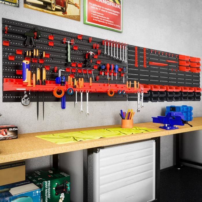 97-teiliges Werkzeugaufbewahrungs-Wandpaneel-Set, robuste, ausziehbare Werkzeughalter aus Kunststoff für Heimwerker und Garagengebrauch