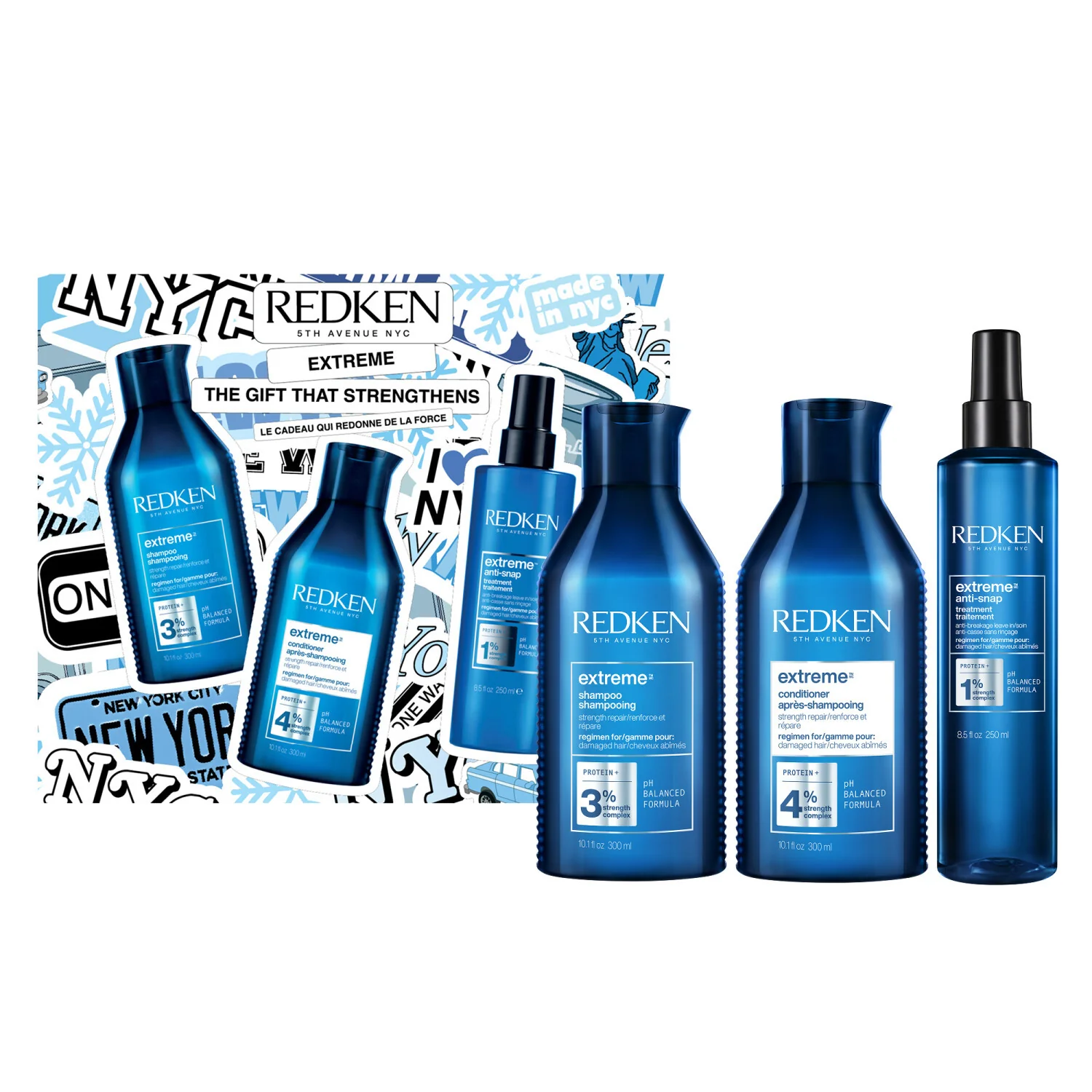 Extreme Cofanetto Natale Shampoo, Conditioner & Anti-Snap per capelli indeboliti - Cofanetti per Capelli, Shampoo Riparatore, Balsamo Riparatore Capelli, Ristrutturanti & Ricostruttivi