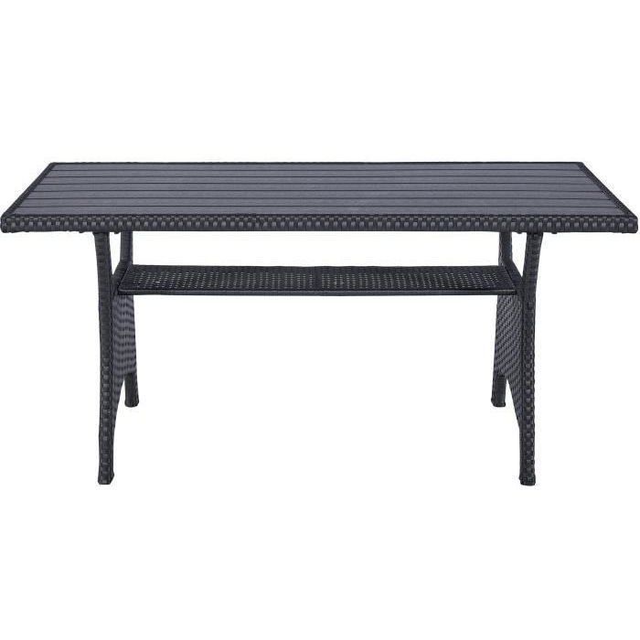 Conjunto de muebles de jardín - KAPAS - Estructura de acero y resina tejida - Negro - 5 personas