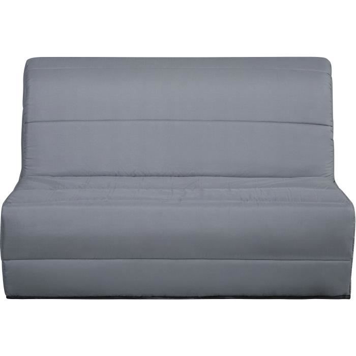 Panca trasformabile BZ DUNLOPILLO - 2 posti - Tessuto grigio - L 140 x H 94 x P 55 cm - PEARL