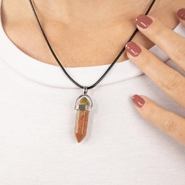 Náhrdelník s přívěskem Myga Crystal - kámen Unakite