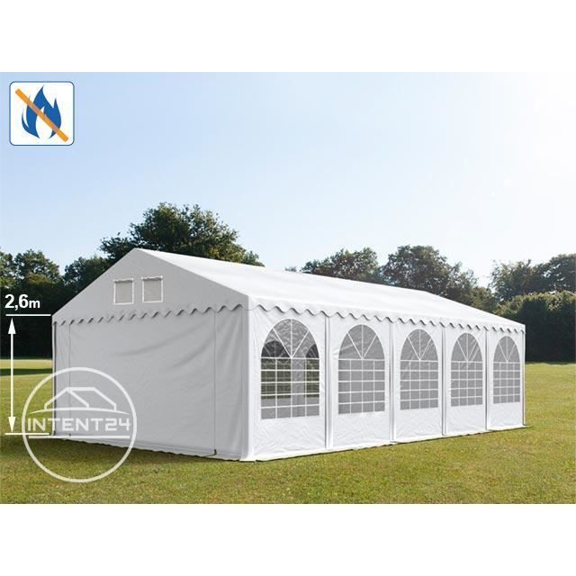 Tenda a baldacchino XXL 5x10 m, gazebo, tenda per feste, Toolport, PVC ignifugo, H. 2,6 m, bianca