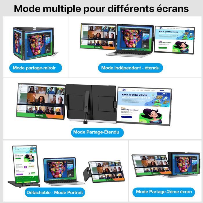 UPERFECT 14-Zoll-Dual-Screen-Tragbarer Monitor (links und rechts), 1400P QHD, 100 % sRBG, Kontrastverhältnis 1200:1