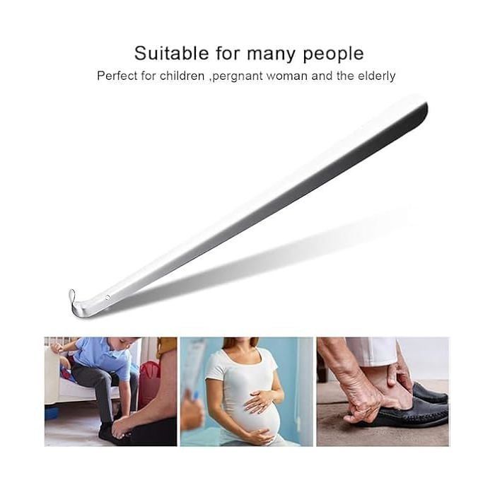 Chausse pied métal - 1 Pcs, Long 42cm manche ergonomique adulte senior - Argent Aucuneary