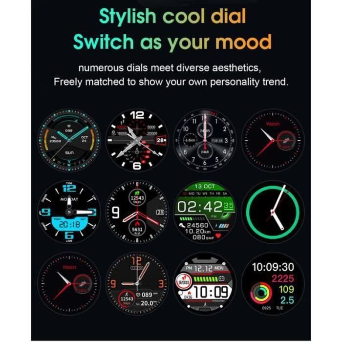 Men's Smartwatch for Android iOS, Sports Smart Watch, Health Tracker, Activity Tracker, IP68 Waterproof, Bluetooth, Black Strap