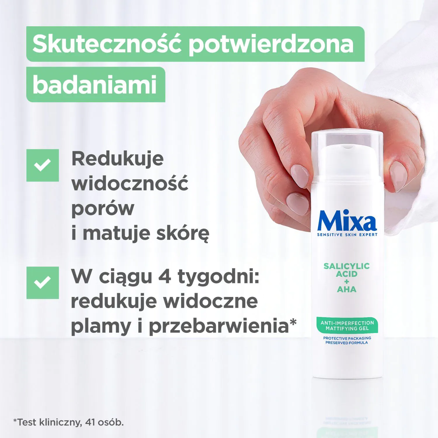 Mixa Żel matujący do twarzy przeciw niedoskonałościom Kwas Salicylowy + Kwasy AHA