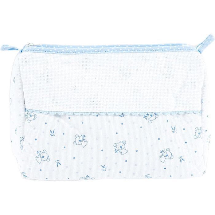 Toilettaske - Til brodering - Blå/koala mønster - 24x18cm - Baby - Nyfødt