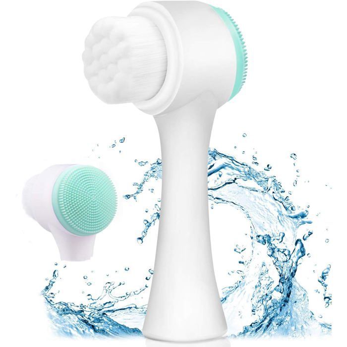 2-in-1 facial cleansing brush, silicone manual cleansing brush, deep keratin cleansing system