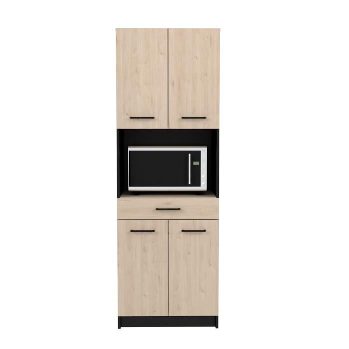 IDEM keukendressoir - Eikenhout en zwarte afwerking - 4 deuren + 1 lade - B 60 x D 42 x H 177 cm