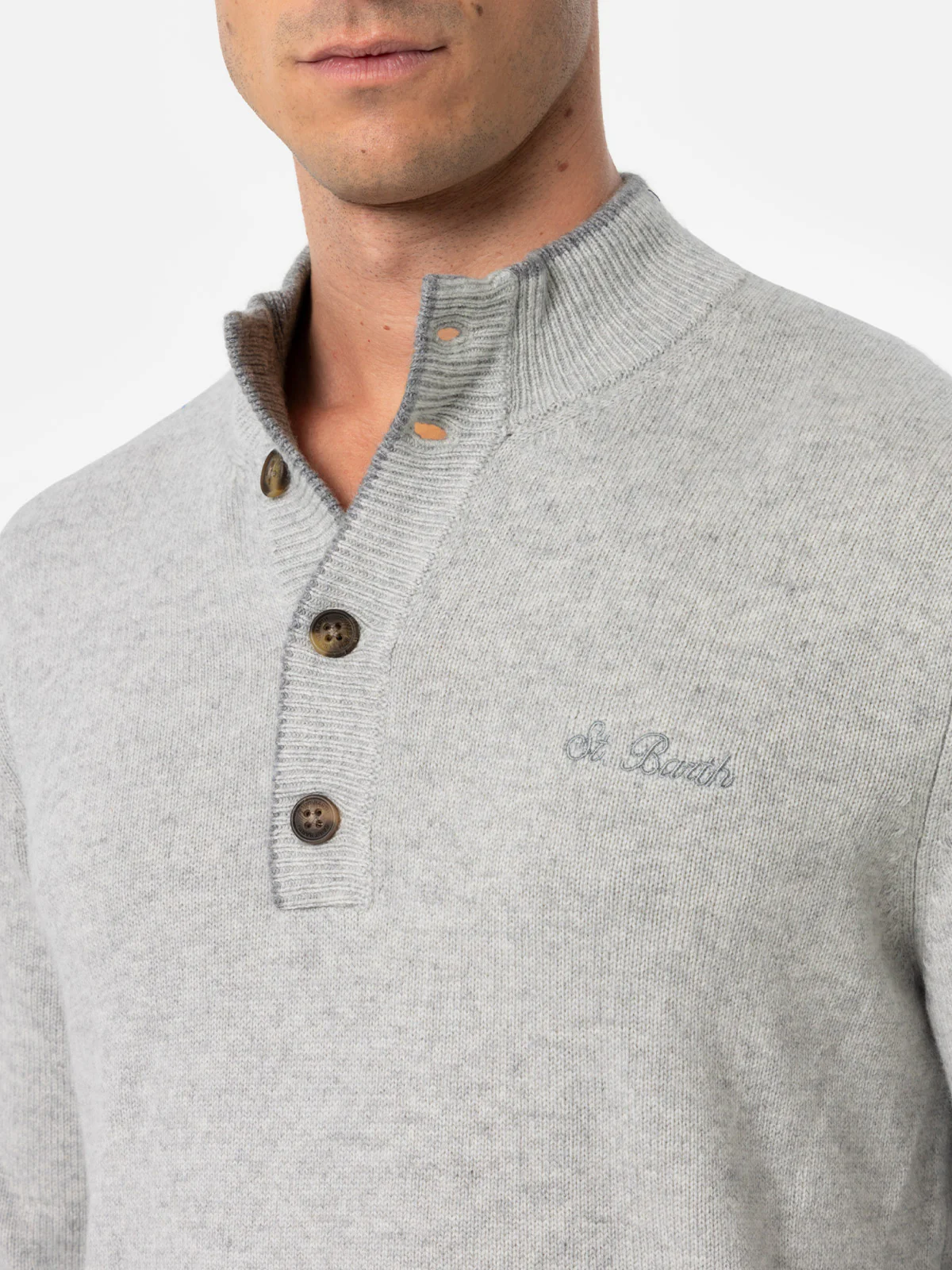 Polo Dorian pour homme, gris clair, en cachemire mélangé.
