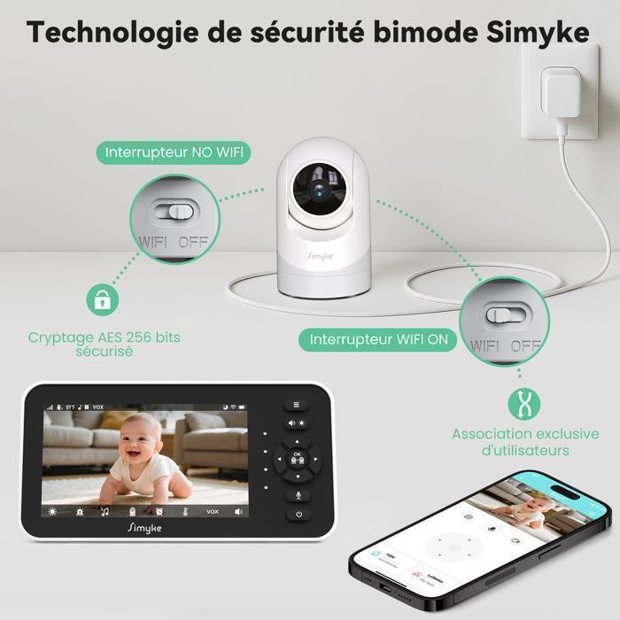 Simyke BabyPhone 330°-Moniteur 5