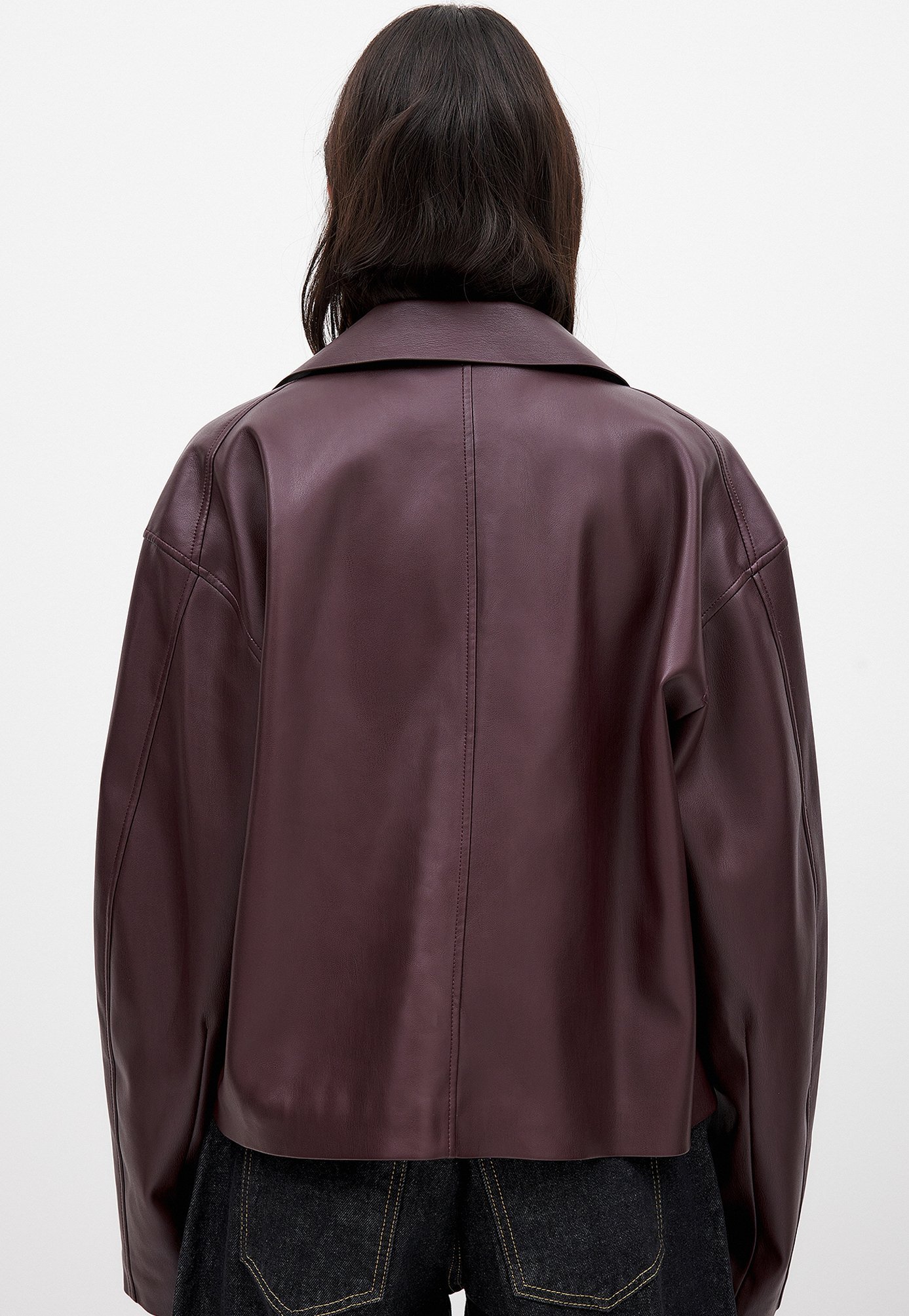 Veste en similicuir NA-KD - bordeaux