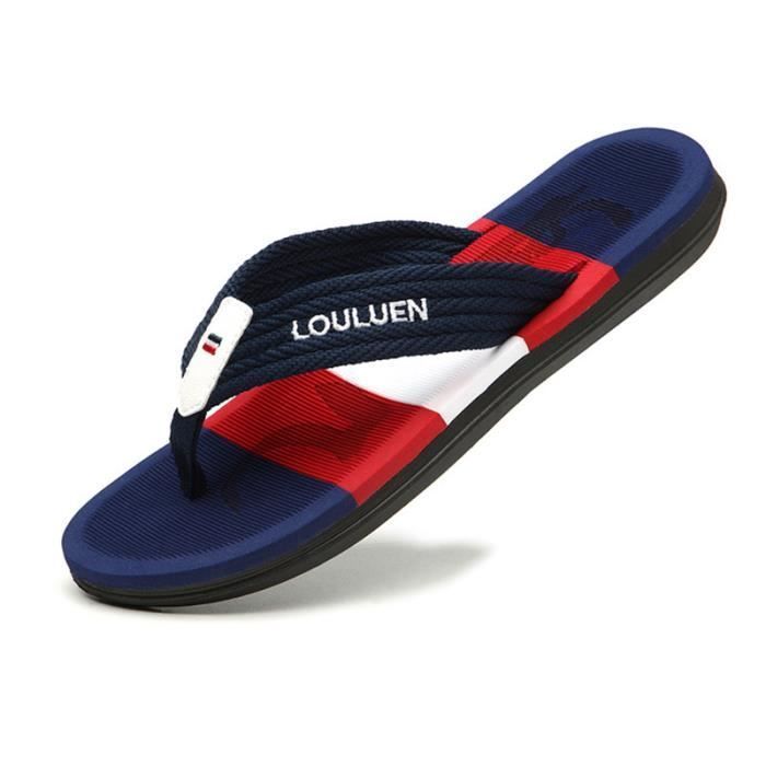 Tongs Homme,Tongs Homme de Piscine et Plage Caoutchouc Antidérapante,Tongs Mixte adapté à la Douche de Vacances-Bleu