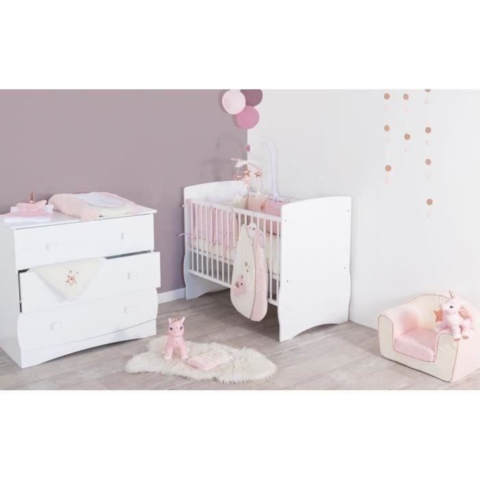DOMIVA Jolly Babybettumrandung – 100 % Polyester-Mikrofaser – Verstellbar – Weiß/Rosa – 30 x 180 cm