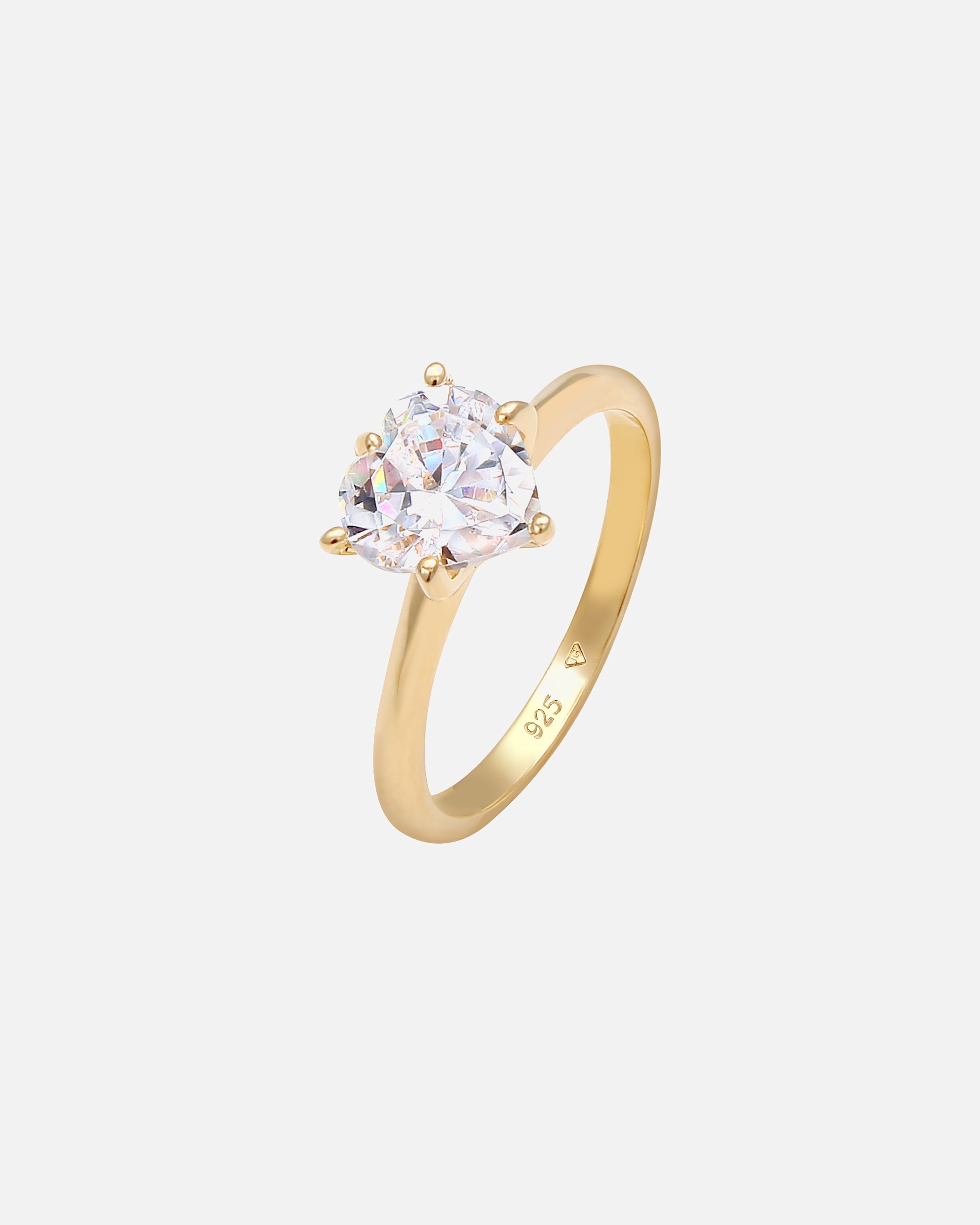 Elli Femmes Coeur Solitaire Fiançailles Amour avec Cristal de Zirconium en Argent Sterling 925