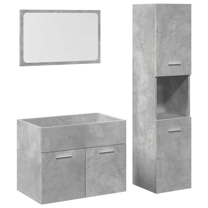 Grijze 3-delige badkamermeubelset, SARAZYJ, MODERN TOILET CABINET, betongrijs E1271