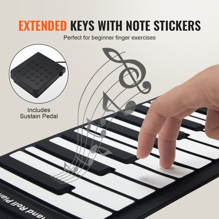 Piano à Clavier Enroulable - DUOKU - 88 Touches - Bluetooth 4.0 - 128 Rythmes - Portable