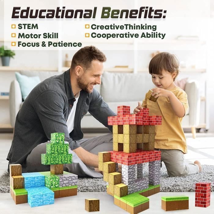 Blocs de construction magnétique BLEOSAN - 100 pièces - 25x25x25mm -Jouet Enfant