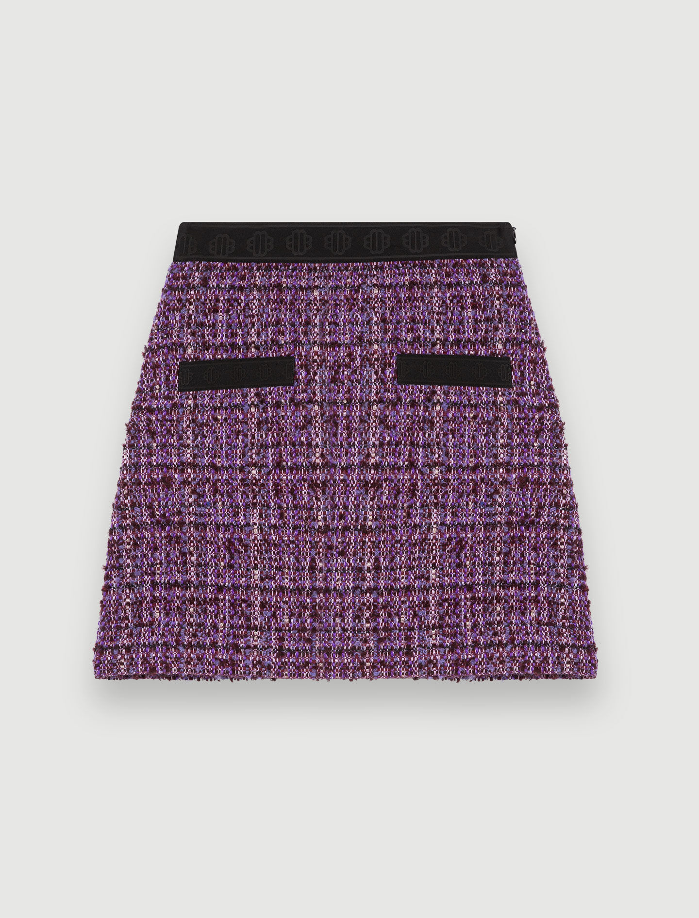 Violet tweed rok met contrasterende details - Violet