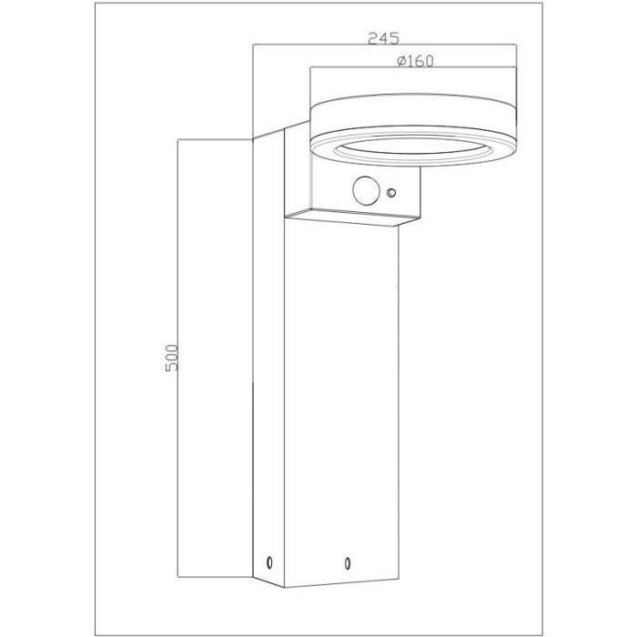Zonnebollard - GALIX - G4590B - Zeer helder - Roestvrij staal (wandlampoptie beschikbaar) met bewegingssensor - H50 cm - 1000 Lumen