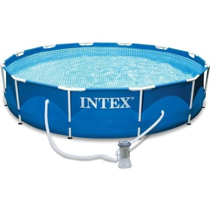 Kit de piscina tubular elevada INTEX - Estructura metálica - 366 x 76 cm - Redonda (incluye bomba y cartucho) - 28212NP