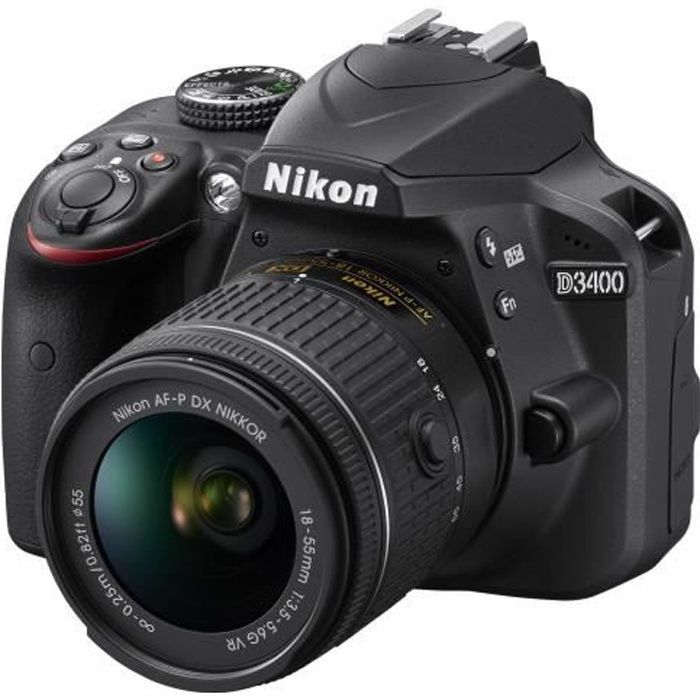 Fotocamera reflex digitale Nikon D3400, 24,2 MP APS-C, 1080p - 60 fps, zoom ottico 3x, AF-P DX VR, obiettivo 18-55 mm, Bluetooth…