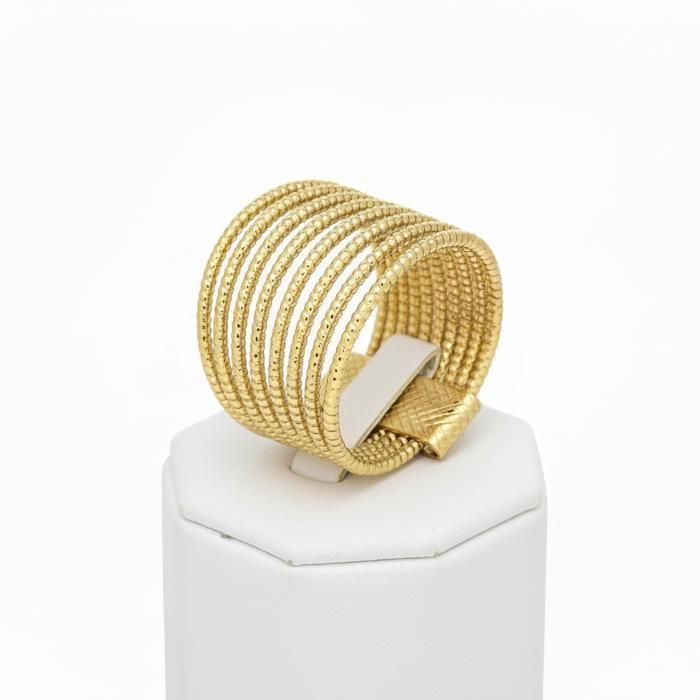 Anillo - Multihilera - Grabado - Chapado en oro amarillo de 18k - (9 filas) - Tallas 52 a 62 - Para mujer