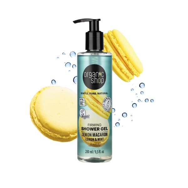 Bagnoschiuma rassodante Organic Shop al limone e macaron 280 ml