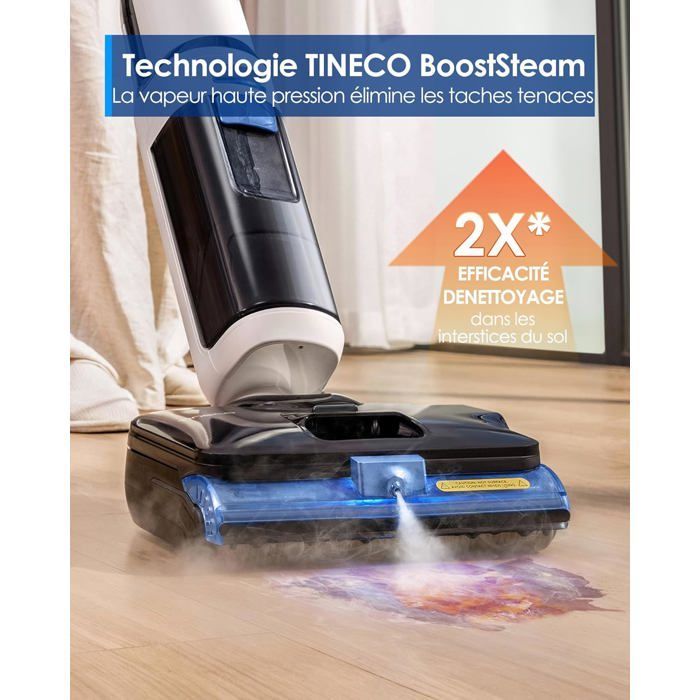 Tineco Floor One S6 Stretch Steam Nettoyeur Vapeur, Aspirateur Balai Vapeur à Câble Tout-en-Un