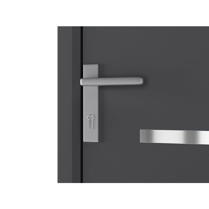 Puerta frontal de aluminio, 218 cm de alto x 96 cm de ancho, acabado antracita - 65 mm de espesor - apertura a la derecha - AMARES