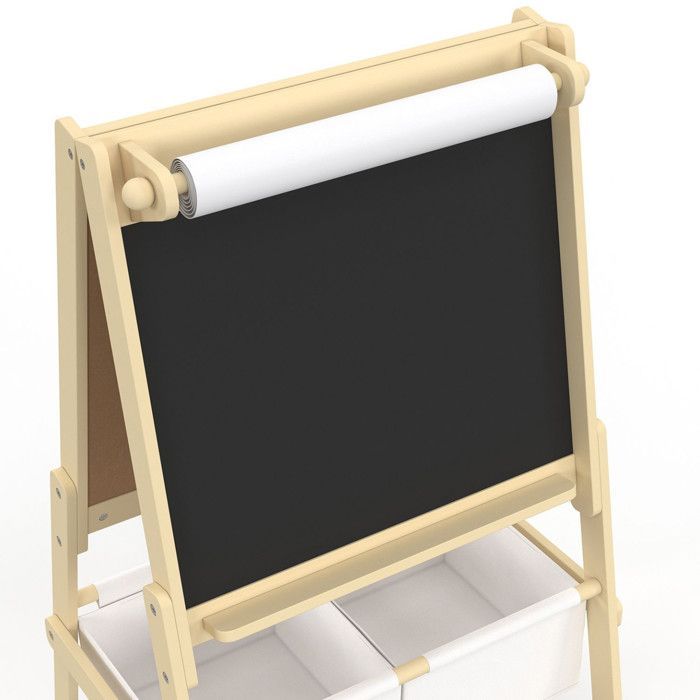 IDMARKET 3-in-1 Children's Easel with Double-Sided Paper Roll and 2 Storage Baskets
