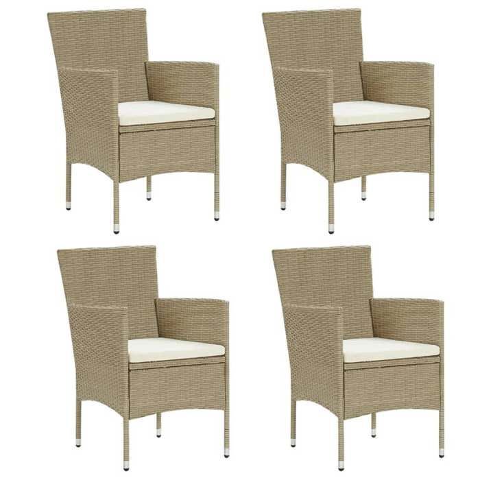 Tuinset van polyrotan - BURKE - 5-delig - Beige - Tafel 150x90x74 cm - Stoel 53x58x84 cm