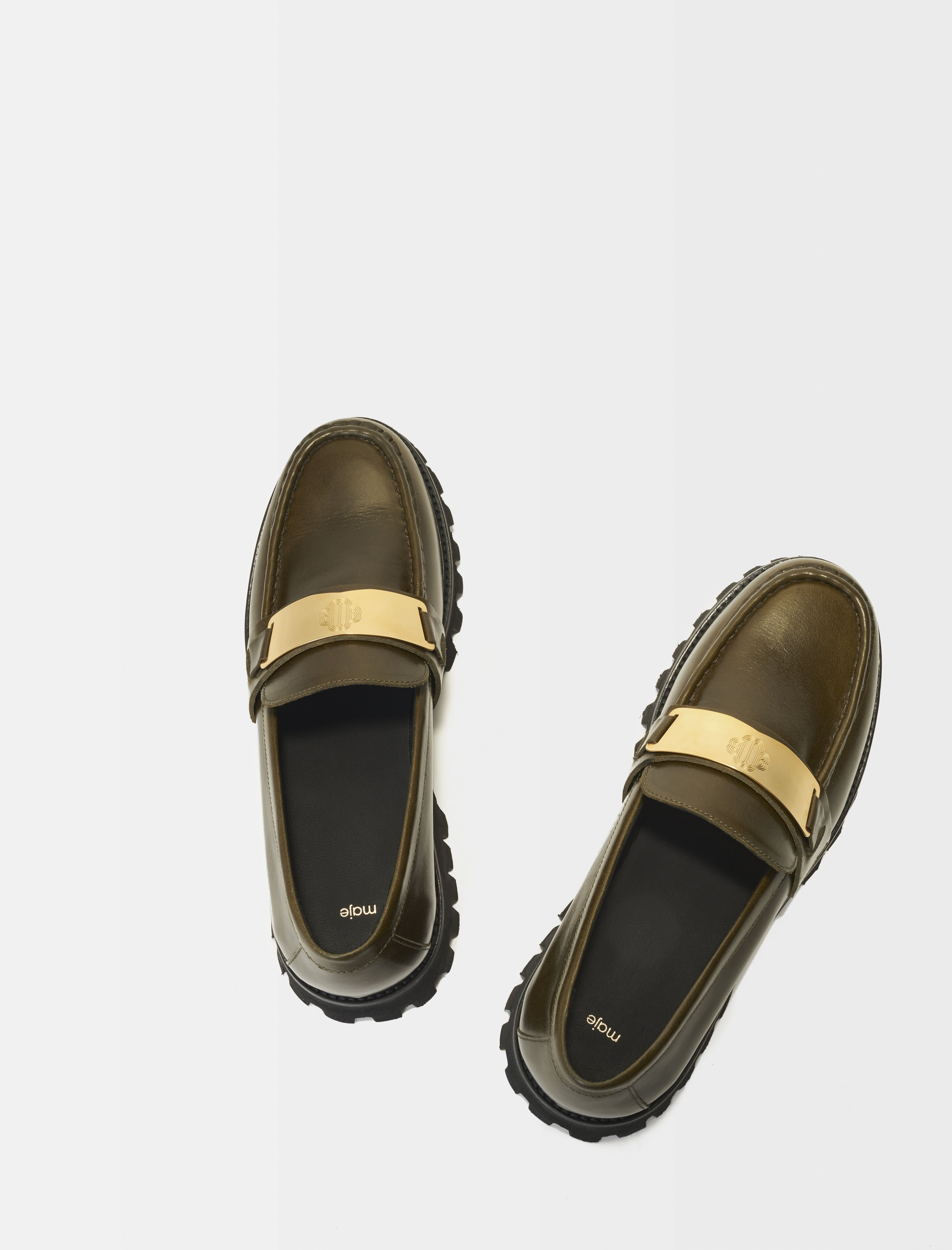 Nahkaiset loaferit platform-khaki