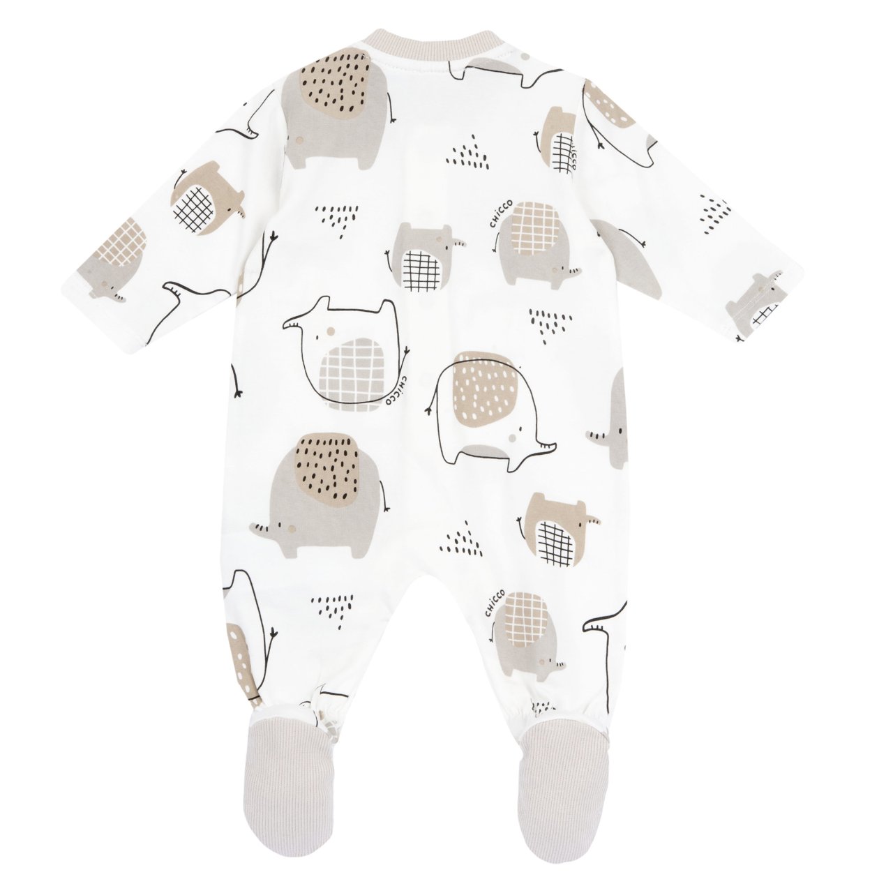 Pyjama voor babyolifantjes met opening aan de voorkant