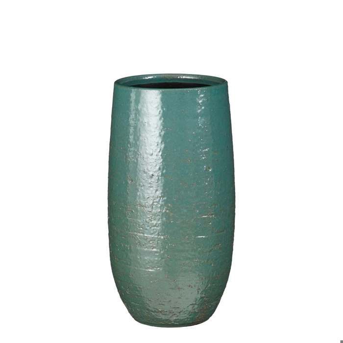 Mica Decorations Nicolas Flower Pot - 18x18x35 cm - Ceramic - Petrol