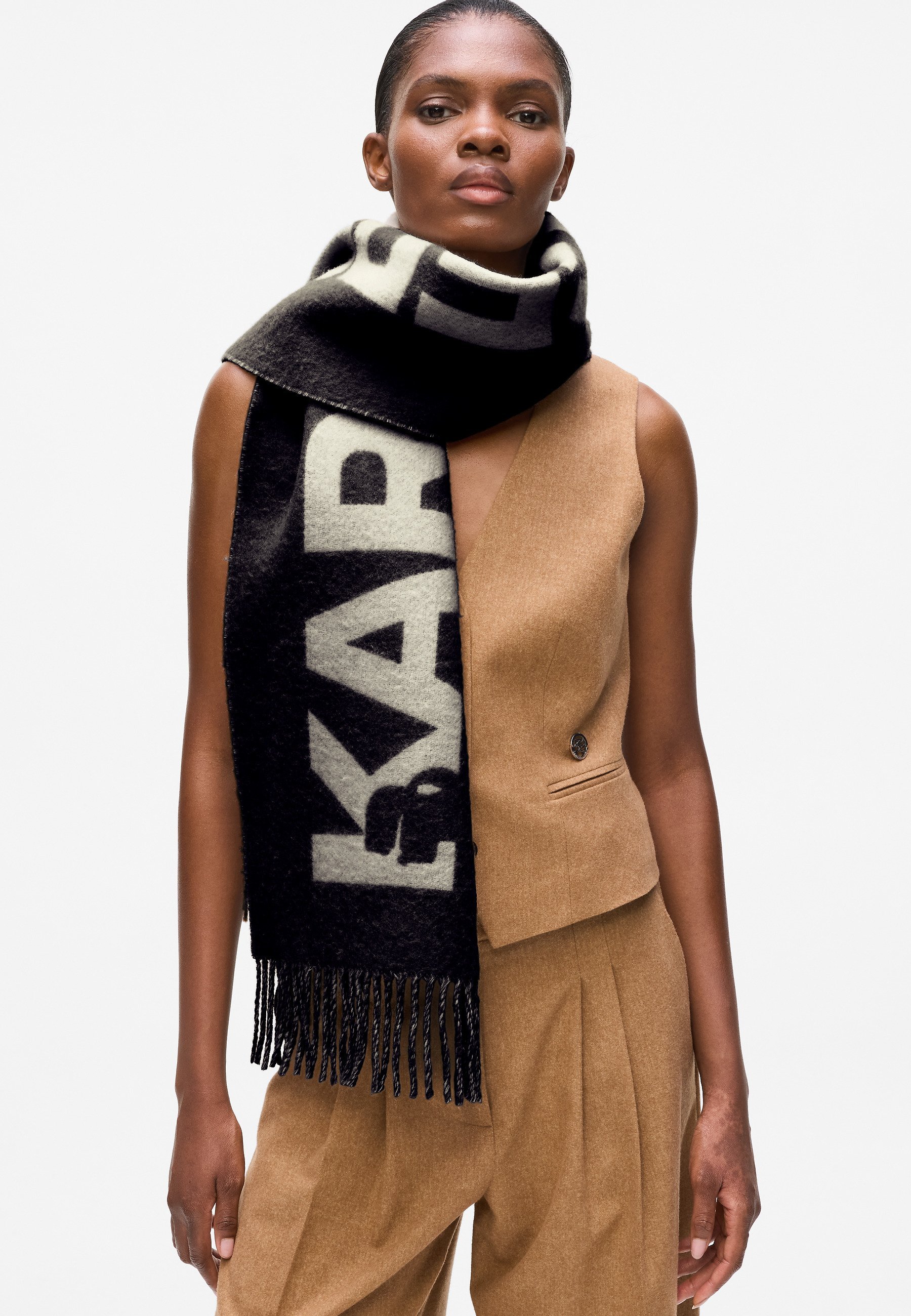 KARL LAGERFELD ESSENTIAL SCARF - Sjaal - zwart/wit