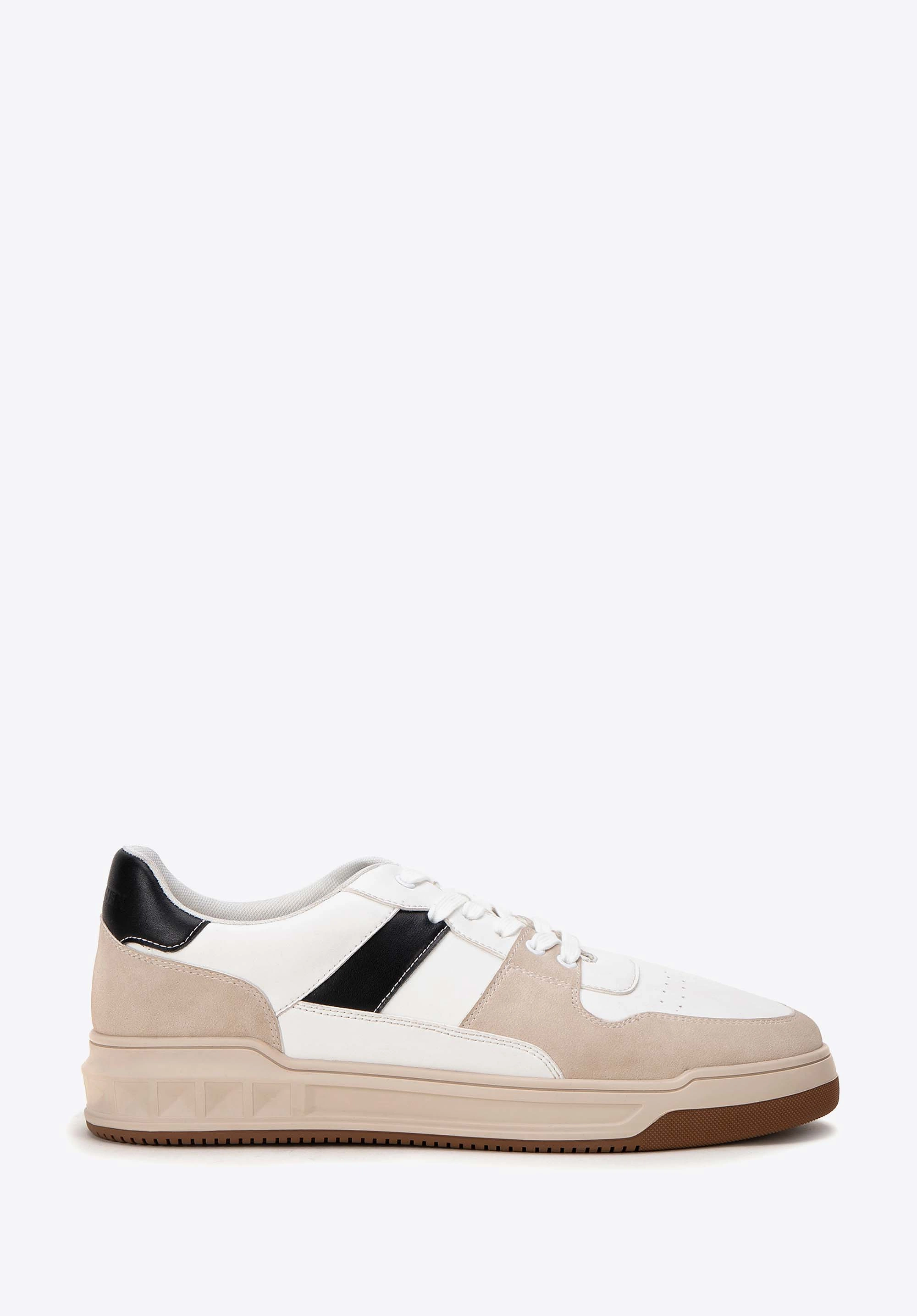 Męskie sneakersy z ekoskóry biało - beżowe