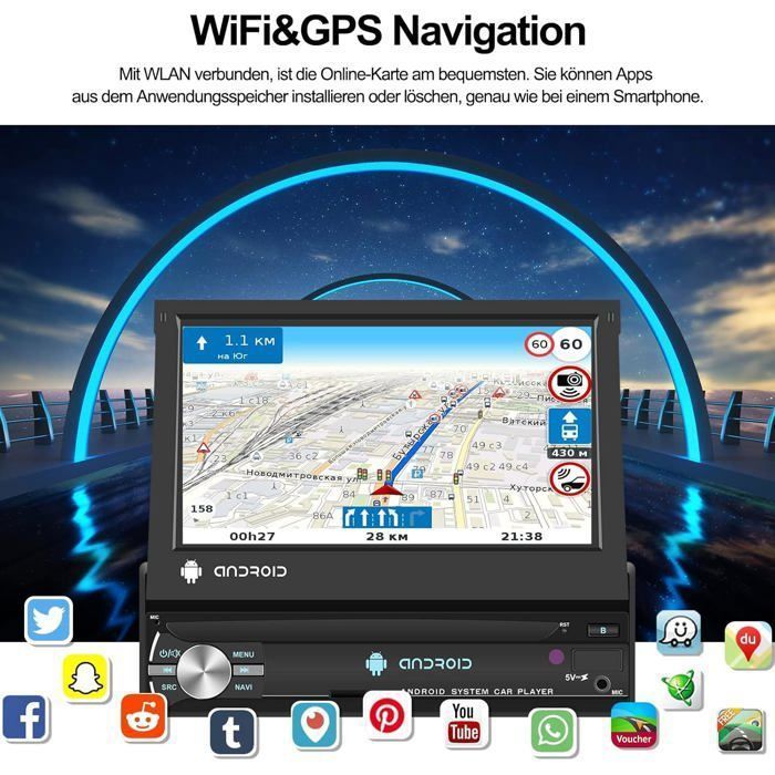 Radio para coche Android 13 1 Din de 7