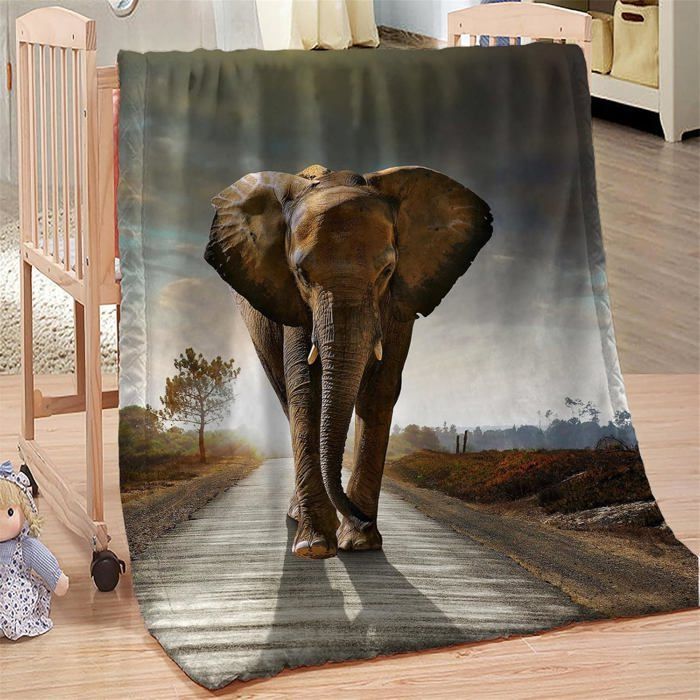 Manta con diseño de elefante, manta polar, 130x150 cm, cálida, suave, de microfibra mullida, ideal para la cama o el sofá.