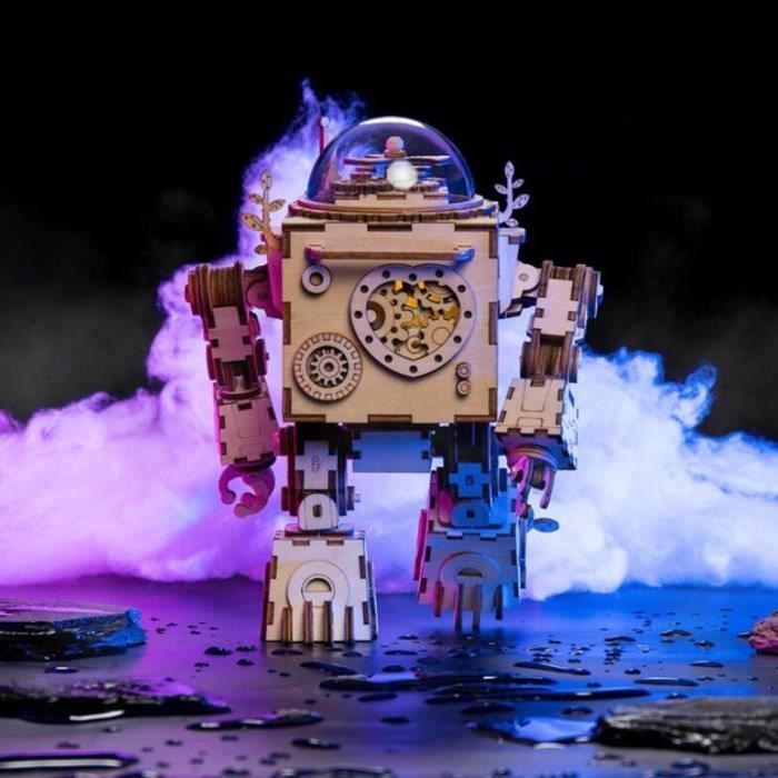 Kit di modellismo robot Orfeo 3D in legno fai da te, giocattolo puzzle con carillon meccanico, idea regalo