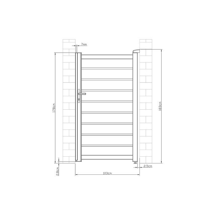 Puerta batiente de aluminio, diseño calado, 103 x 180 cm, color antracita - PRIMO